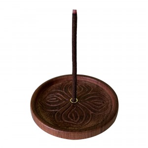 Vajra carved natural wood incense burner