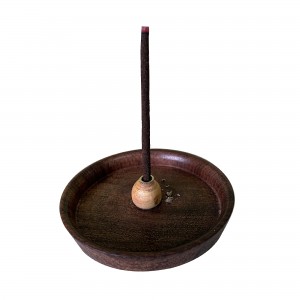 Plate shape natural wood incense burner