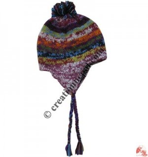 Mixed color woolen ear hat20