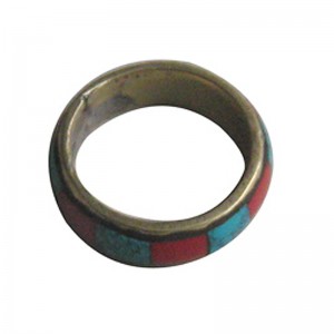 Coral-turq finger ring