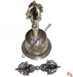 Medium size silver plated Dorje and Bell set