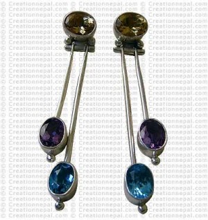 Long three stone Earring