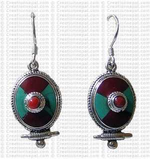 Tibetan tear drop Earring 2