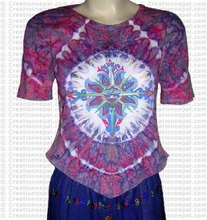Sun design short sleeves rib cotton t-shirt 1