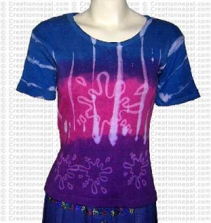 Rain drops design short sleeves rib cotton t-shirt