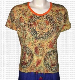 Buddha Mandala short sleeves rib cotton t-shirt