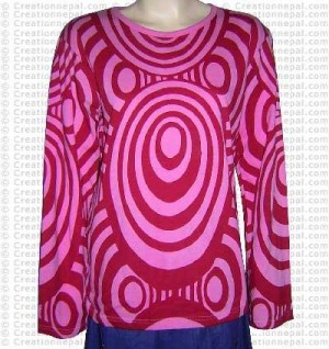 Circle waves print full rib cotton T-shirt
