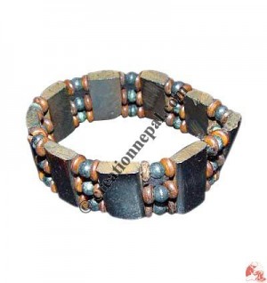 Beads and plain pieces bone bracelet