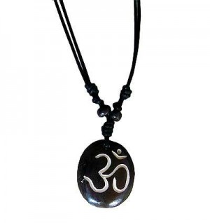 Om oval bone pendant
