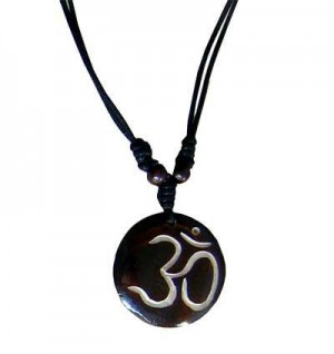 Om round bone pendant