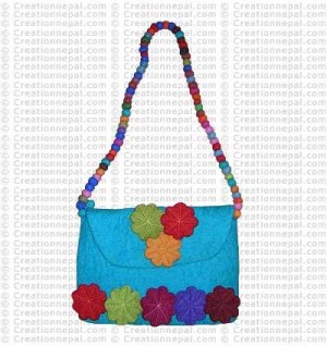 Balls strap flower stitched felt bag 167