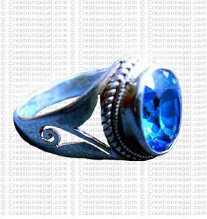 Blue Zircon stone finger ring