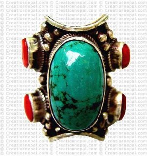 Five stone silver finger ring