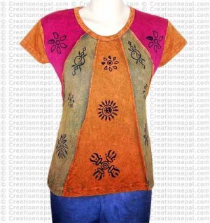 Block print stonewash rib t-shirt