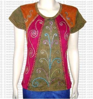 Joined stonewash crochet rib t-shirt
