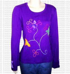 Crochet flower rib tshirt