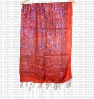 Extra thin cotton-Jari printed scarf