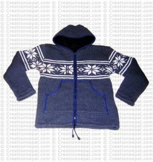 Heavy woolen hooded jacket