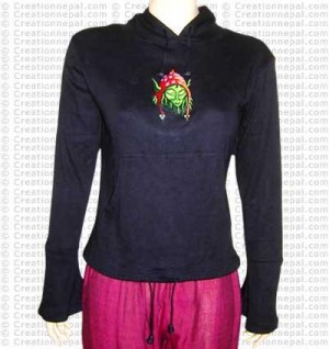 Woman-embroidery hooded t-shirt