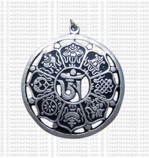 Astamangala round pendant