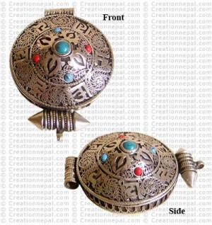 Om Mani-Filigree Dorje white-metal Ghau