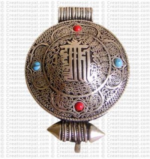 Kalachakra filigree-beads white metal Ghau