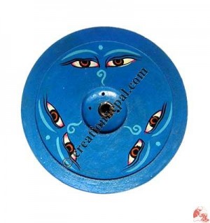 Buddha-eye paint wooden incense burner
