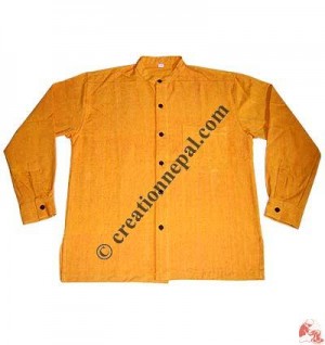 Shyama cotton round neck plain shirt-yellow