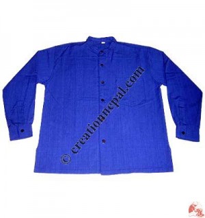 Shyama cotton round neck plain shirt-blue