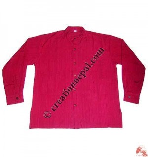 Shyama cotton round neck plain shirt-red
