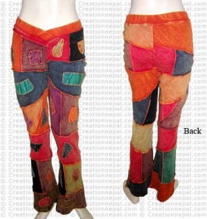 Stone wash patch-work trouser