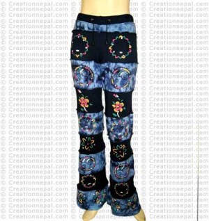 Navy stripes rib trouser