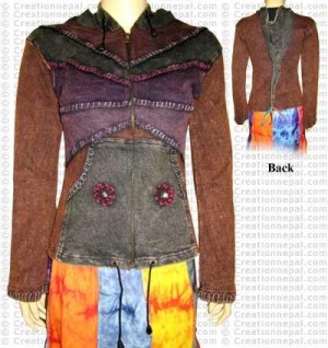 Crochet joined pin hooded rib cotton top