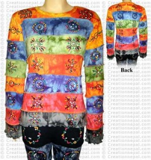 Rainbow tie-dye long sleeves t-shirt
