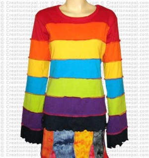 Plain Rainbow stripes long sleeves t-shirt