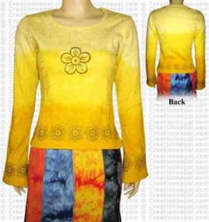 Shaded embroidery and printed t-shirt