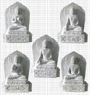 Pancha Buddha - 8'' stone staues (set of 5)