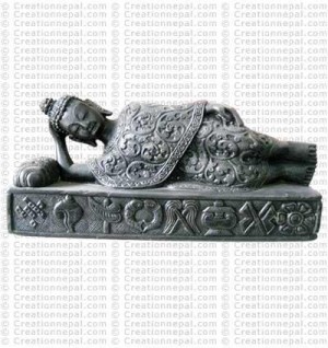 Relaxing Buddha - 4'' stone statue
