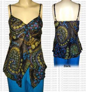 Gathered front zigzag top
