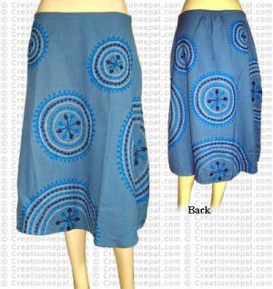 Mandala embroidery cotton skirt