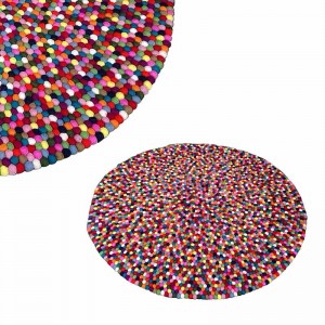 Felt balls round rug - 140 cm