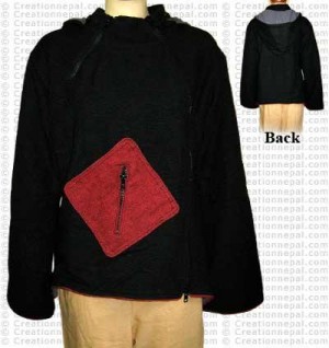 Patch pocket cotton hooded jacket