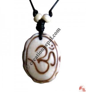 Sanskrit OM ivory oval amulet