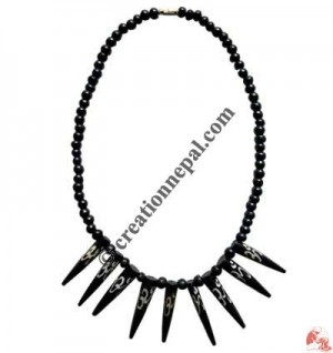 Beads & pin shapes Om necklace