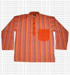 Long sleeves patch pocket adult shirt-orange