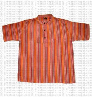 Stripes pocket adult shirt-orange
