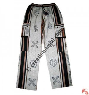 Cotton block print box-pocket trouser