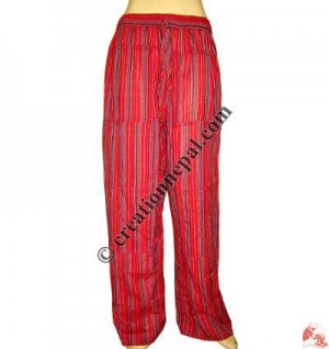 Red stripes pieces joined trouser