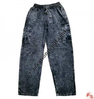 Cotton box-pocket stone wash trouser