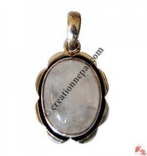 Rainbow moon stone silver pendant2